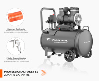 Flüsterkompressor 50 L mit Spiralschlauch-Pistolen-Set - WARTER WC50 Pro