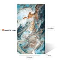 PVC Wandpaneel 3D Marmoroptik Blau-Gold -