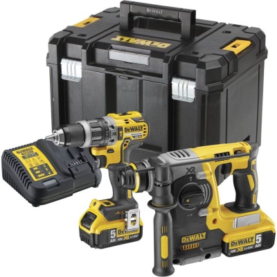 DeWALT Set Schlagbohrschrauber + Kombihammer 18 V 2x 5,0 Ah 
