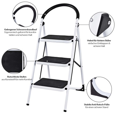 HAUSMARKT Klappleiter Stahl 3 Stufen 150 kg Arbeitshöhe