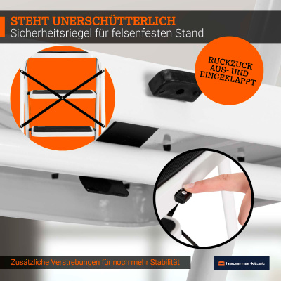 HAUSMARKT Klappleiter Stahl 3 Stufen 150 kg Arbeitshöhe