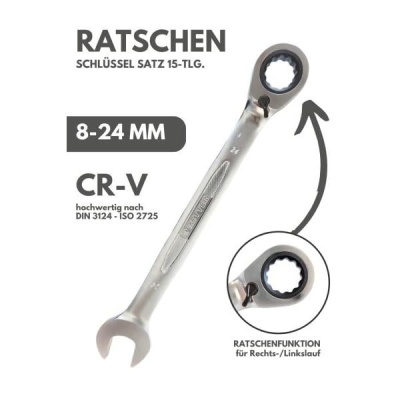 RETTER Ratschenschlüssel-Satz 15-tlg. 8-24 mm 15° a