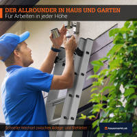 HAUSMARKT Schiebe-Teleskopleiter 2 x 11 Stufen – Arbeitshöhe bis 6,50 m