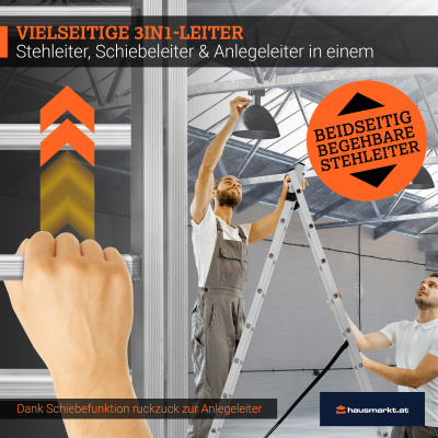 HAUSMARKT Schiebeleiter Aluminium 2x11 Sprossen 6,50 m EN 13