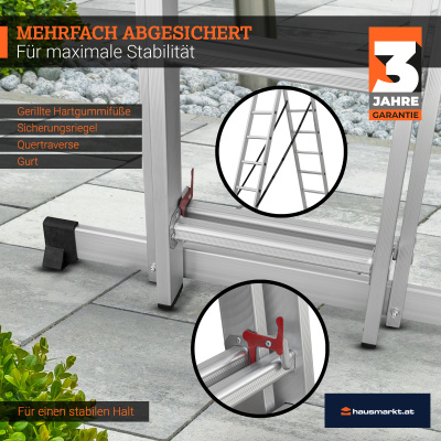 HAUSMARKT Schiebeleiter Aluminium 2x11 Sprossen 6,50 m EN 13