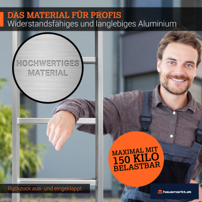 HAUSMARKT Schiebeleiter Aluminium 2x11 Sprossen 6,50 m EN 13