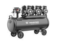Flüsterkompressor 100 L mit Spiralschlauch-Pistolen-Set - WARTER WC100 Pro