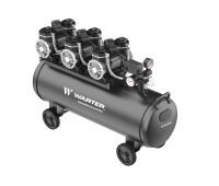 Flüsterkompressor 100 L mit Spiralschlauch-Pistolen-Set - WARTER WC100 Pro
