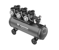 WARTER Flüsterkompressor 100 L mit Spiralschlauch-Pistolen-Set WC100 Pro