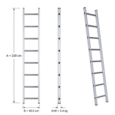 WARTER WT-E108 Aluminium-Anlegeleiter 4,30 m Arbeitshöh