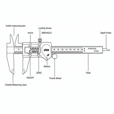 Digital-Messschieber 150 mm aus Edelstahl Präzision auf