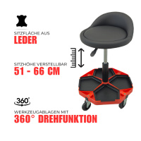 Rollhocker mit Ledersitz höhenverstellbar 140kg