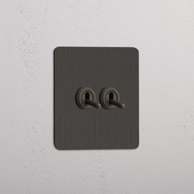 Kew Kipphebelschalter 2x Einfachrahmen Massivmessing Bronze 