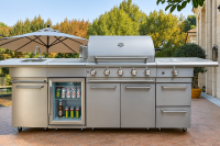 HAUSMARKT Outdoorküche mit Gasgrill Modul freistehend Mobil mit Rollen