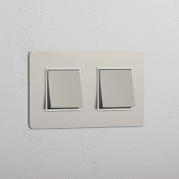 Kew Wippschalter 2x in Zweifachrahmen – Poliertes...