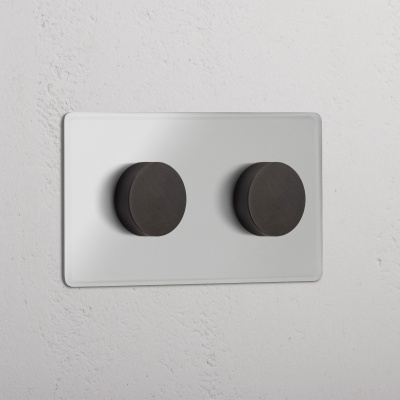 Kew Drehdimmschalter 2x Transparent und Bronze Zweifachrahme