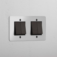 Kew Wippschalter 4x in Zweifachrahmen – Transparent...