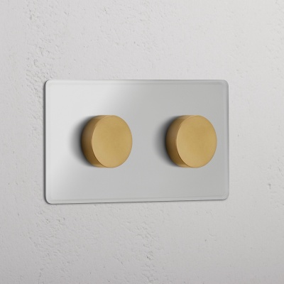 Kew Drehdimmschalter 2x Transparent und Antik-Messing 2