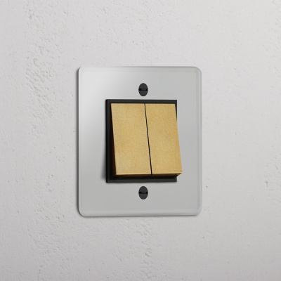 Kew Wippschalter 2x Transparent und Antik-Messing schwarzer 