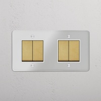 Kew Wippschalter 4x in Zweifachrahmen – Transparent...