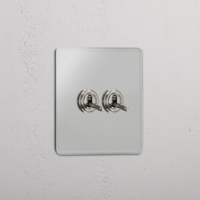 Kew Kipphebelschalter 2x Transparent und Poliertes Nickel 2
