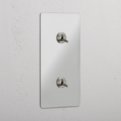 Kew Kipphebelschalter 2x vertikal Transparent Poliertes Nick
