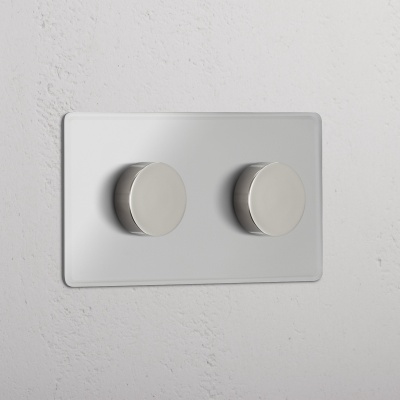 Kew Drehdimmschalter 2x Transparent und Poliertes Nickel 2