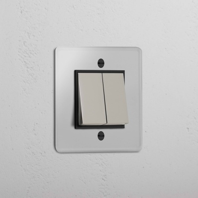 Kew Wippschalter 2x Transparent Poliertes Nickel Doppelschal