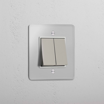 Kew Wippschalter 2x Transparent Poliertes Nickel weiße