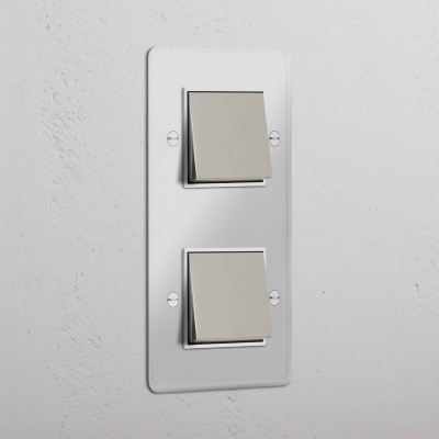 Kew Wippschalter 2x vertikal Transparent Nickel weißer
