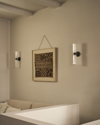 Claremont Medium-Wandleuchte Geriffeltes Glas Bronze IP44 4