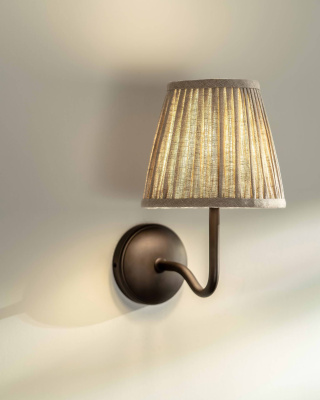 Malvern Medium-Wandleuchte plissiert Natur-Beige Bronze 6