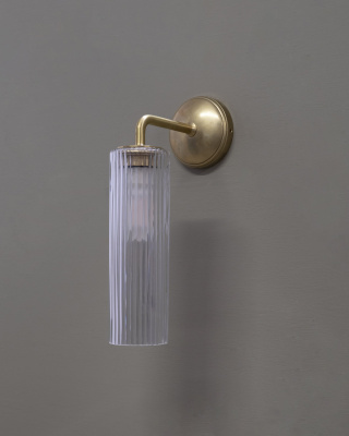 Claremont kleine Wandleuchte Antik-Messing Geriffeltes Glas 