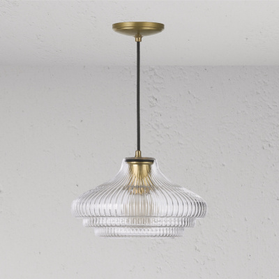 Brookfield Hängende Deckenleuchte Riffelglas Antik-Mess