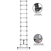 Teleskopleiter 3,2 m – 11 Sprossen, Soft-Close, Traver
