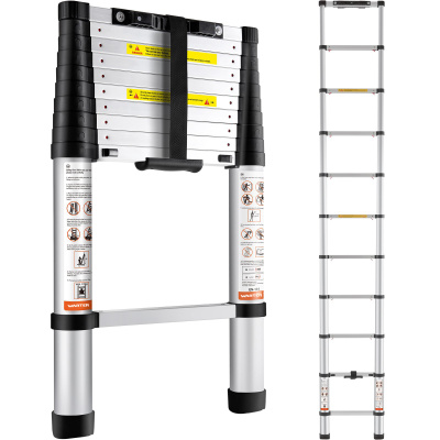 Teleskopleiter 3,2 m Aluminium  mit 11 Sprossen und Soft-Clo