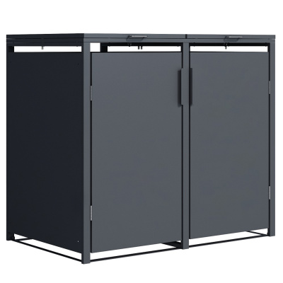 Premium Mülltonnenbox 2er 240 L verzinkter Stahl Soft-C