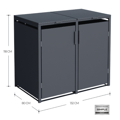 Premium Mülltonnenbox 2er 240 L verzinkter Stahl Soft-C