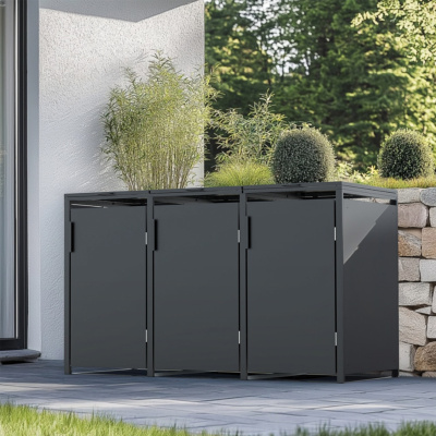 Mülltonnenbox verzinkter Stahl 3er 240 L Soft-Close - M