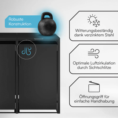Premium Mülltonnenbox 3er 240 L verzinkter Stahl Soft-C