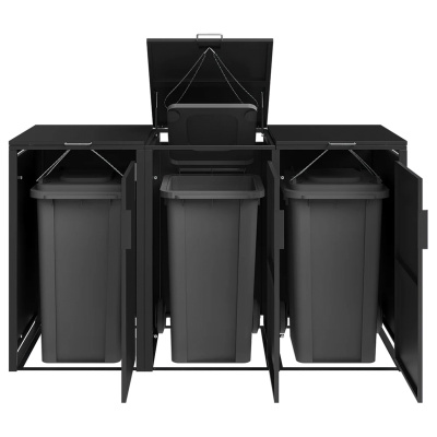 Premium Mülltonnenbox 3er 240 L verzinkter Stahl Soft-C
