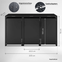 Premium Mülltonnenbox 3er 240L erweiterbar, verzinkter 