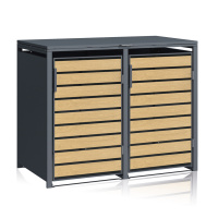 Eiche Mülltonnenbox 2er für 2×240L, Stahl an