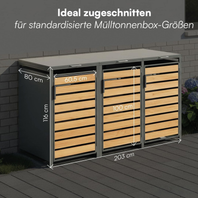 Eiche Mülltonnenbox 3er für 3×240L – A