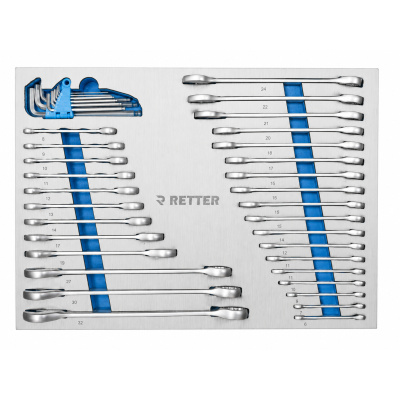 RETTER R22S Werkzeugwagen 303-teilig Edelstahlplatte 12 Schu