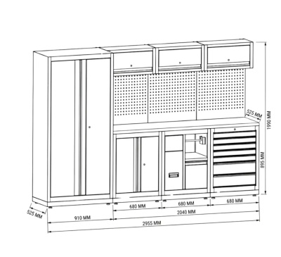 RETTER RTX-0900 Werkstatteinrichtung 16-teilig LED Edelstahl